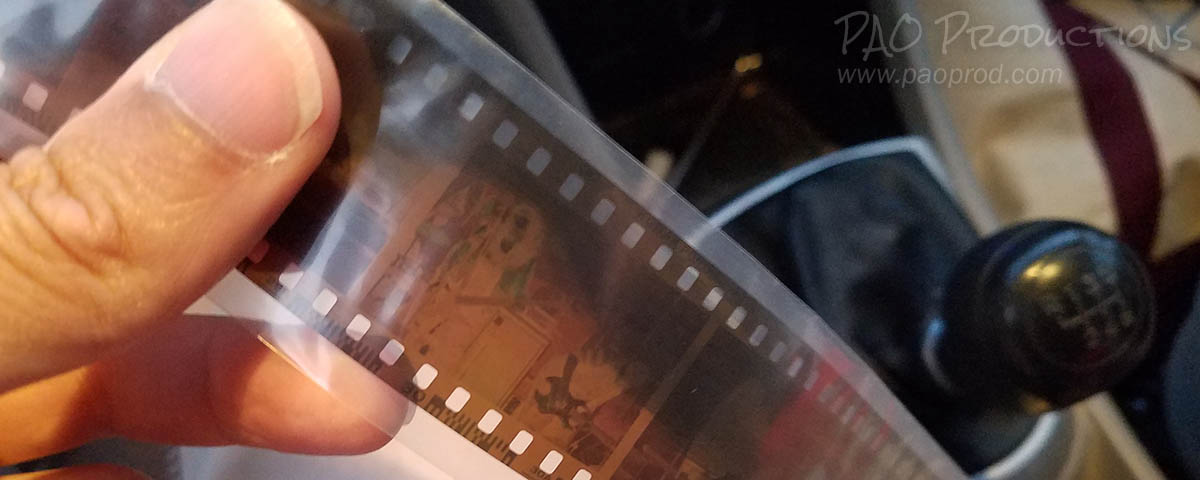 Film strip inside car