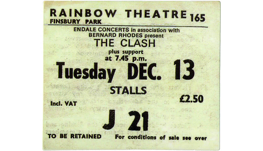 Clash concert ticket, December 13, 1977