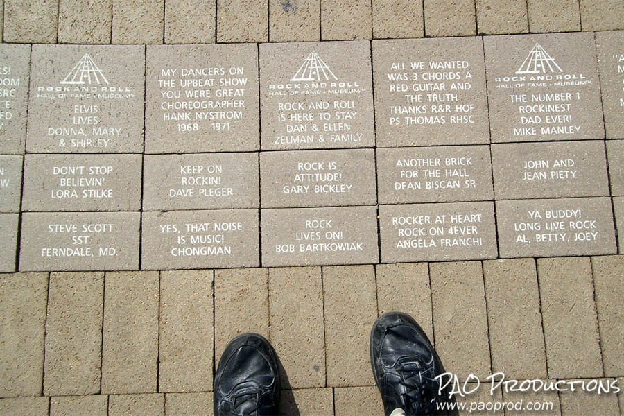 Bricks in front of Rock and Roll Hall of Fame in Cleveland, 2013