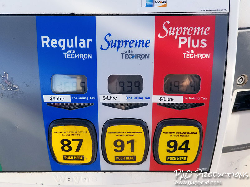 Gas station pump in Dawson Creek, British Columbia
