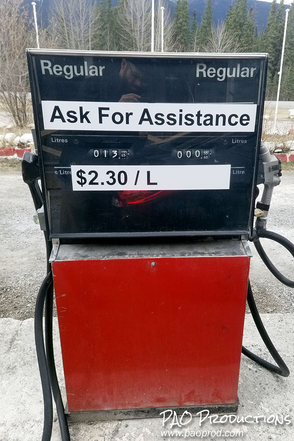 Gas station pump in Muncho Lake, British Columbia