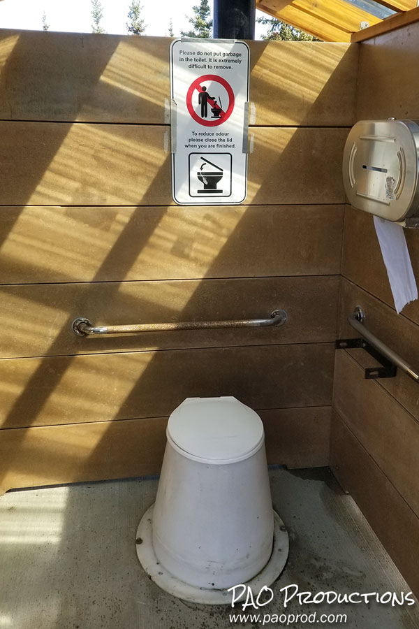 Interior of rest stop outhouse in the Yukon Territory