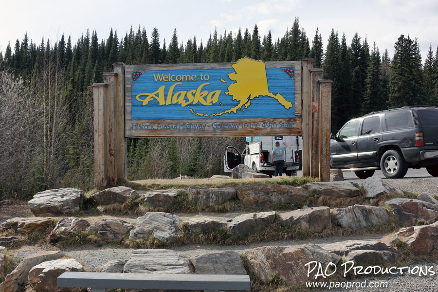 Alaska welcome sign along the Alaska Highway