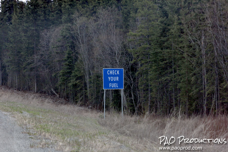 Fuel warning sign in the Yukon Territory