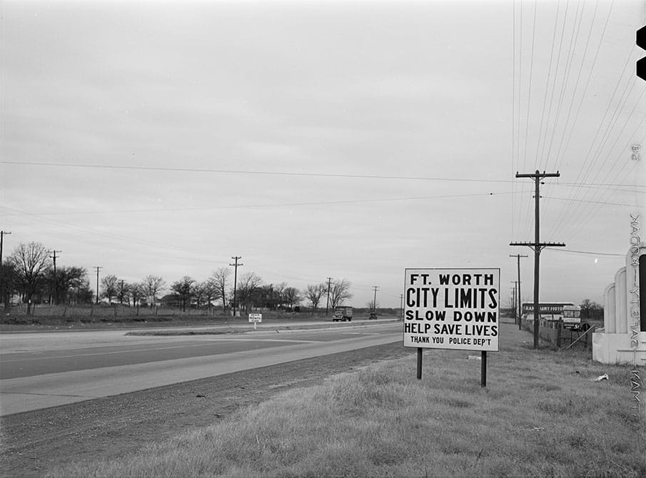 Boundary line between Fort Worth and Arlington, 1942.  Photo by Arthur Rothstein.