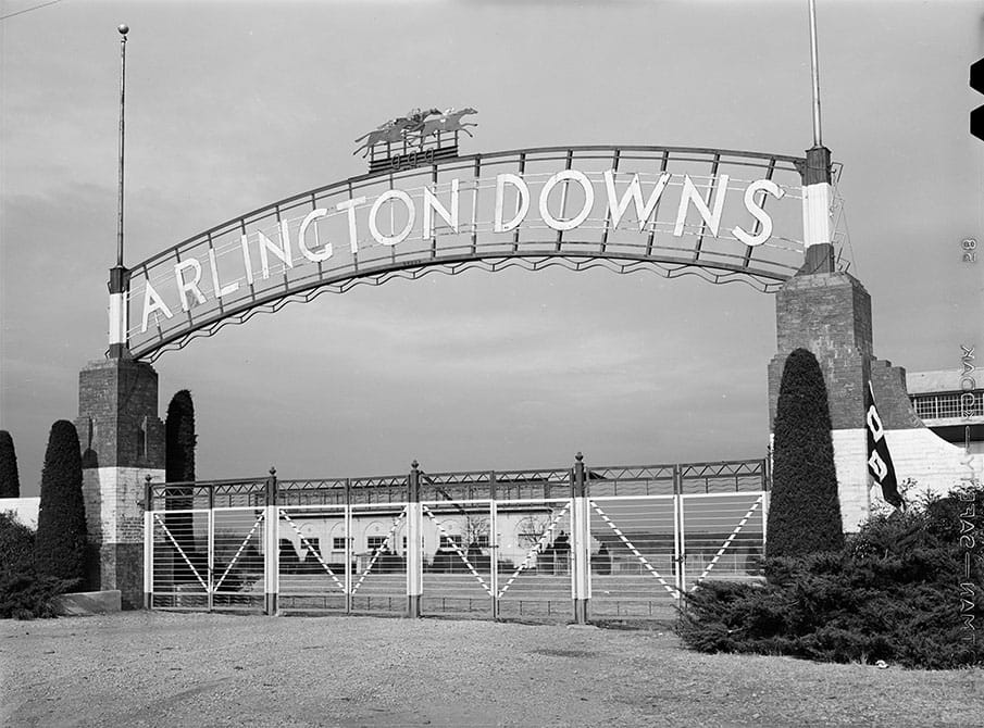 Entrance to the Arlington Downs racetrack, 1942.  Photo by Arthur Rothstein.