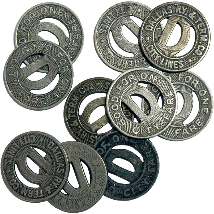 Dallas Ry. & Term Co. streetcar tokens