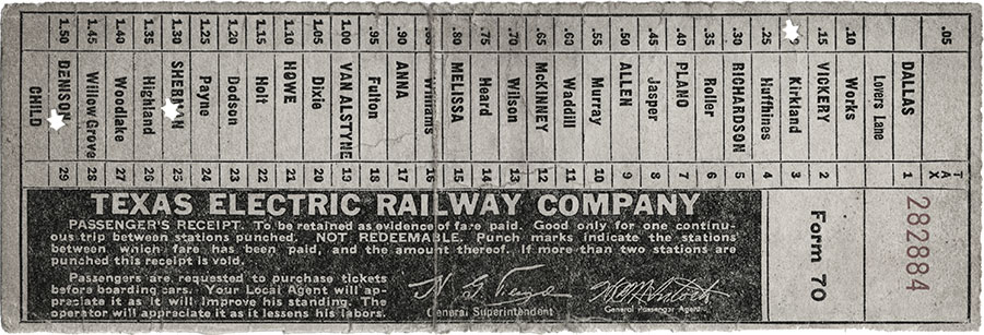 Dallas transit ticket, circa 1940