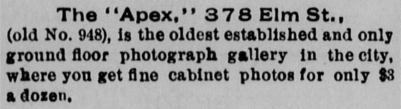 Apex advertisement, November 26, 1891