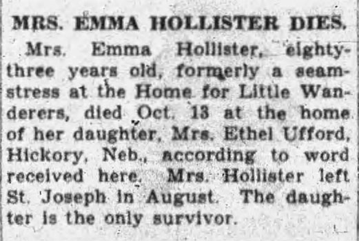 Emma Lucore obituary, 1930