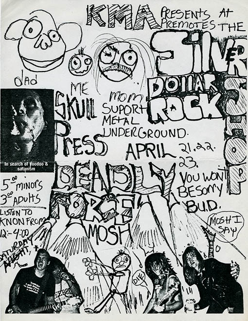flyer for Deadly Force at the Silver Dollar Rock Shop