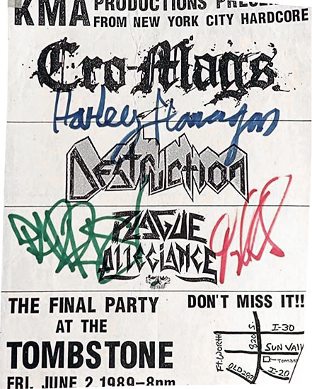 Tombstone Factory show flyer, June 1989