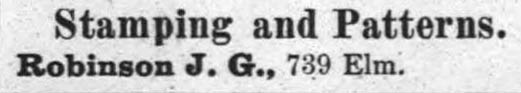 J.G. Robinson business listing, 1884-85 Dallas city directory