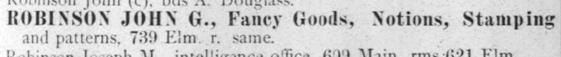 J.G. Robinson listing, 1883-84 Dallas city directory