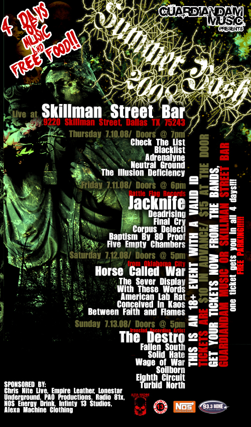Flyer for 2008 Summer Bash at the Skillman Street Pub
