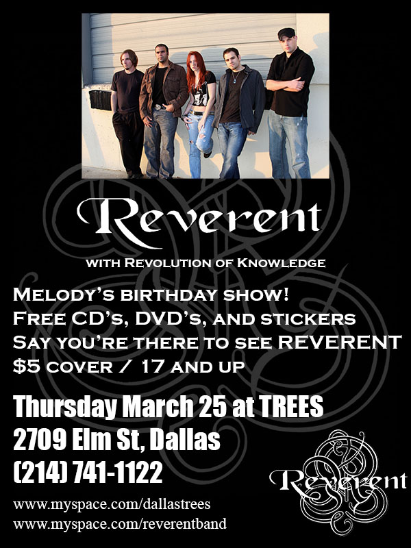 Reverent flyer for March 2010