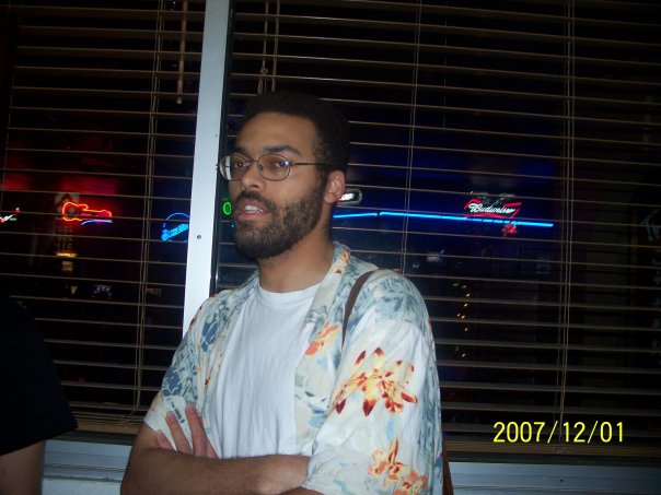 Me at Rob's Bar, December 2007.  Photo by Maeleigh Brisbon.