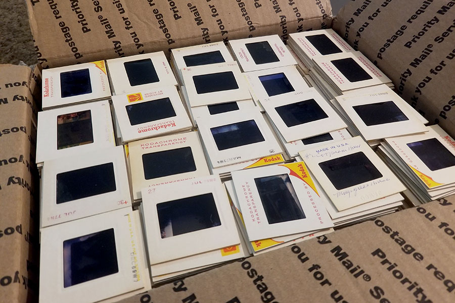 big box of slides, mostly Kodachromes