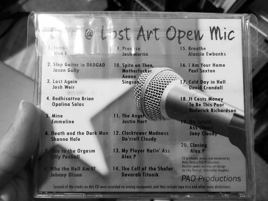 Live Lost Art Open Mic CD, back