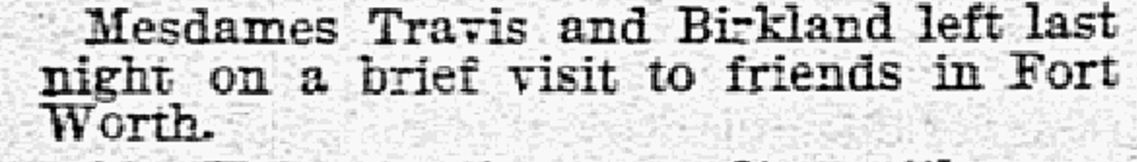 Fannie Travis and Catherine Birkland newspaper announcement, 1885
