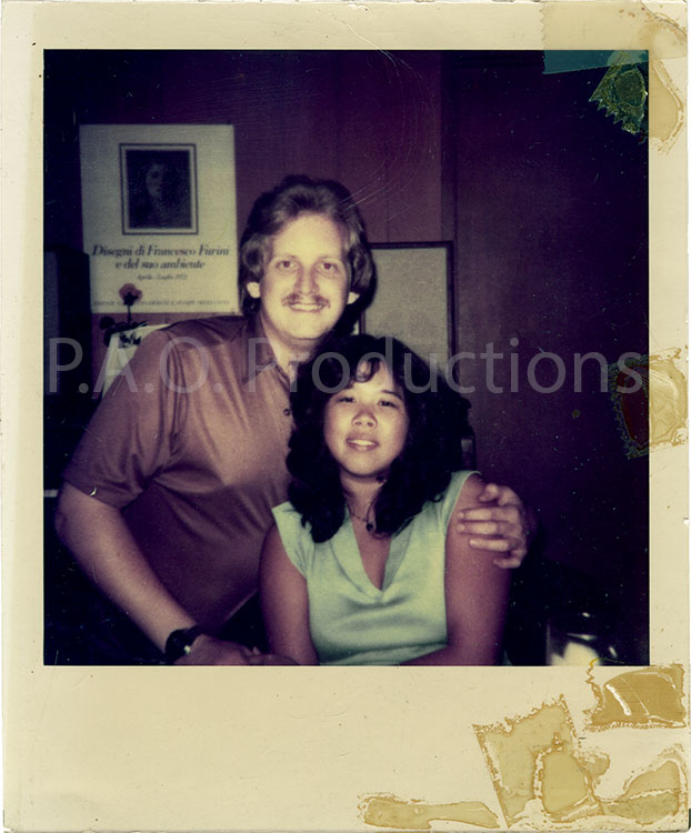 Polaroid photo of interracial couple, 1970