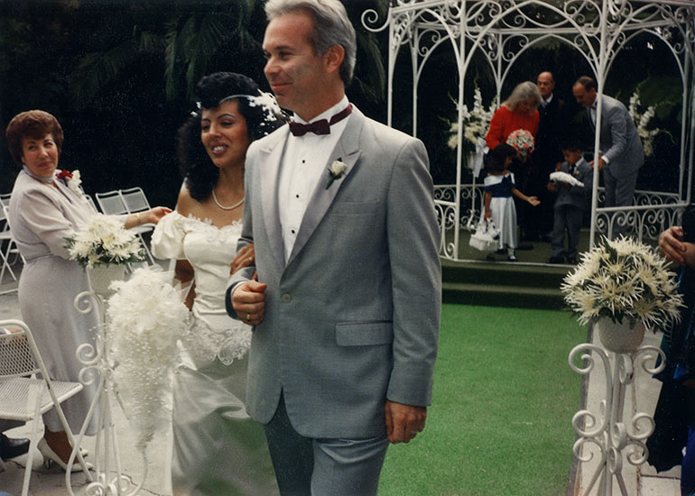 Interracial wedding, probably 1990s