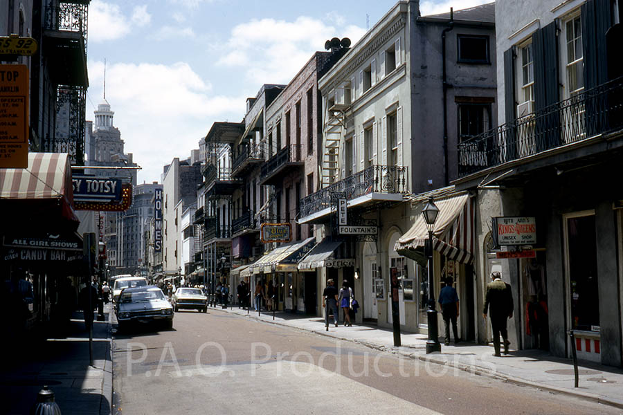 Facing southwest on Bourbon Street, 1972