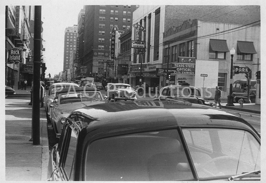 View facing east on Commerce Street at Field Street in Dallas, 1952
