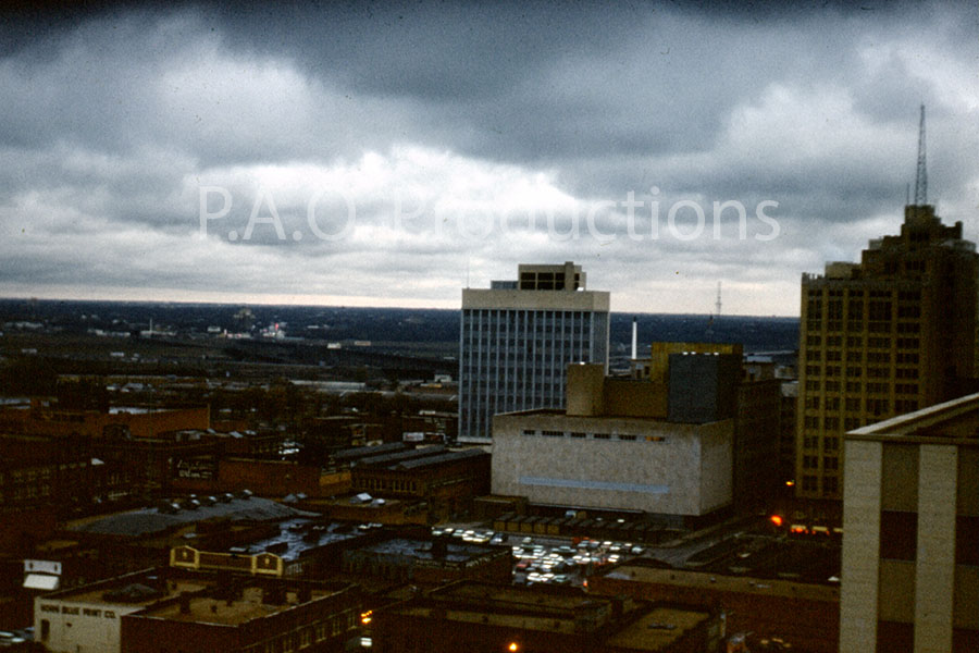 Looking out from the Sheraton-Dallas Hotel, 1960