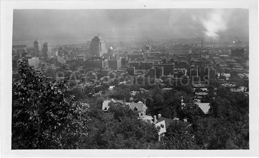 Looking down at Montreal from Mount Royal, 1937