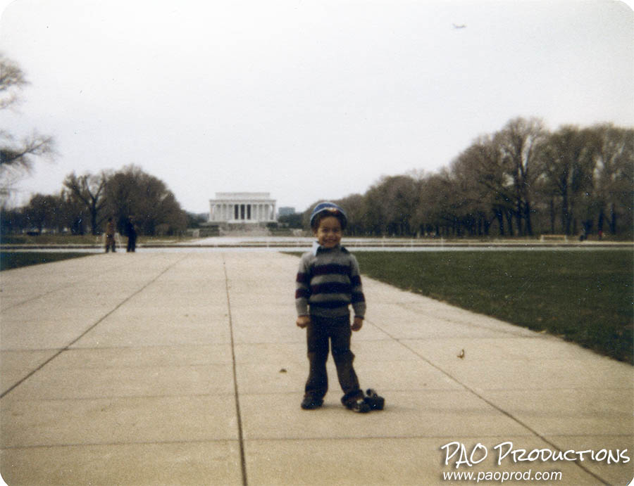 Photo of me with the Lincoln Memorial in the distance, circa 1982
