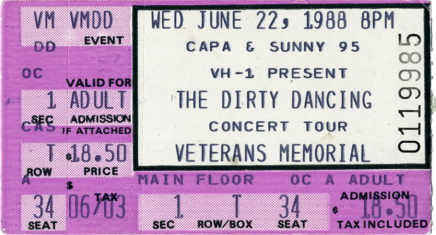 Dirty Dancing concert ticket, June 22, 1988