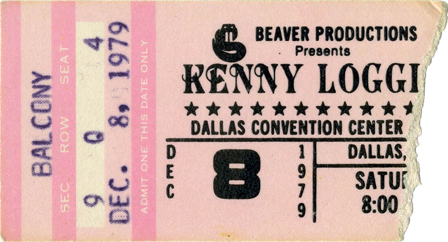 Kenny Loggins concert ticket, December 8, 1979